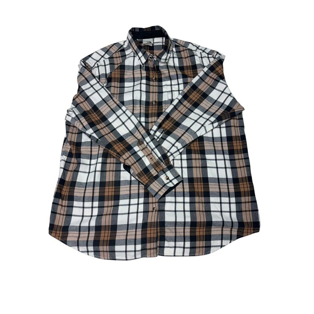The North Face Womens XL Flannel Shirt Plaid Button Up Long Sleeve Top